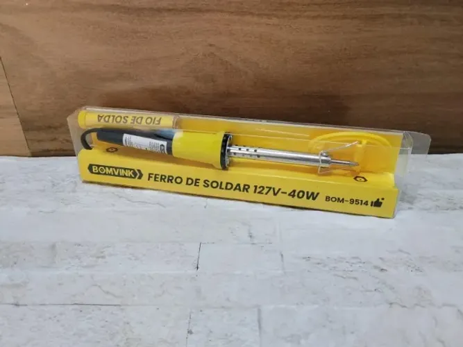 Kit Ferro de Solda Soldar Soldador 127V 40W + Estanho