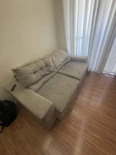 SOFA RETRÁTIL COR CINZA LARGURA 2 Metros