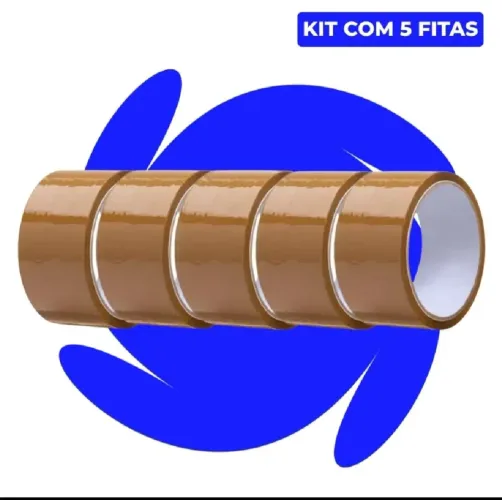 Kit 5 Fitas para Empacotamento - Marrom - Adesiva (Para caixas, embalagens, papelão, etc.)
