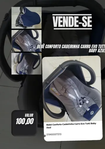 Bebê Conforto Cadeirinha Carro Evo Tutti Baby Azul