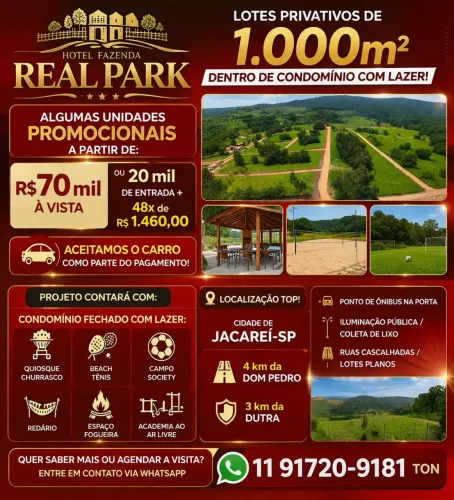 Lote/Terreno para venda possui 1000 metros quadrados em Centro - Jacareí - SP