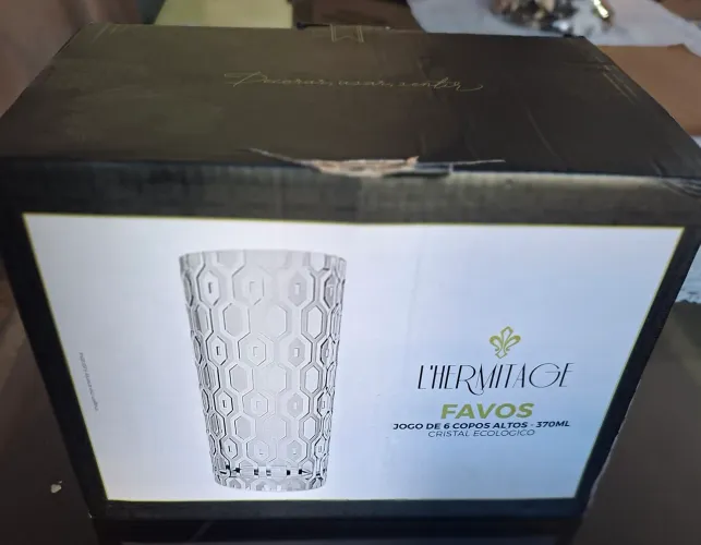Jogo de 6 Copos Altos - Favos - Cristal Ecológico - 370ml - Full Fit