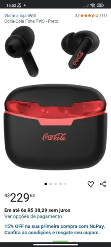 Fone bluetooth da coca cola
