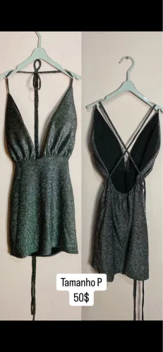 Vestido preto curto brilhoso
