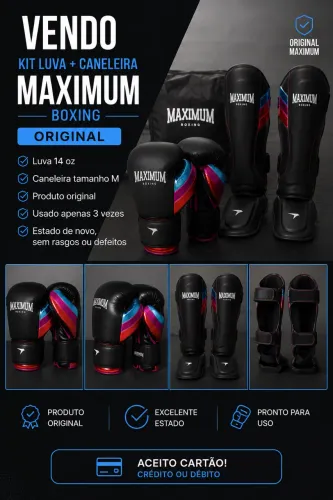     Kit Muay Thai Maximum Boxing Original - Luva 14 oz + Caneleira M