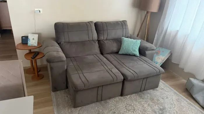 Sofá Retrátil e Reclinável 2 lugares 1,70m Suede Cinza