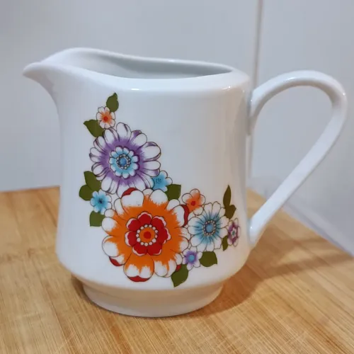 Leiteira Cremeira Vintage Porcelana Real Floral Anos 70 Impecável