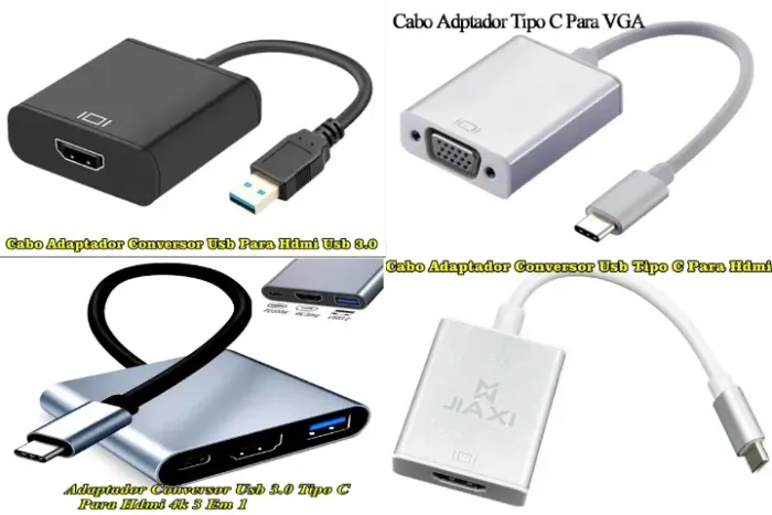 cabos tipo C para HDMI  E  tipo C para VGA 
