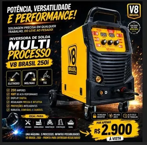 Inversora de solda multi processo 250i V8 Brasil