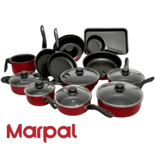 Conjunto Panelas 16 Peças Antiaderente Teflon Tampa Vidro não gruda Vermelho