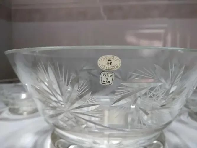 Lindo Jogo de Sobremesa em Cristal Lapidado a Mão