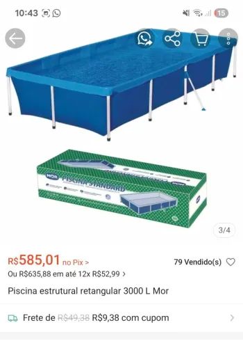 Vendo piscina 3000 litros 