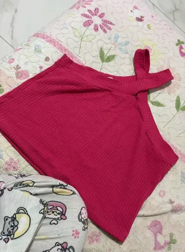 cropped canelado rosa