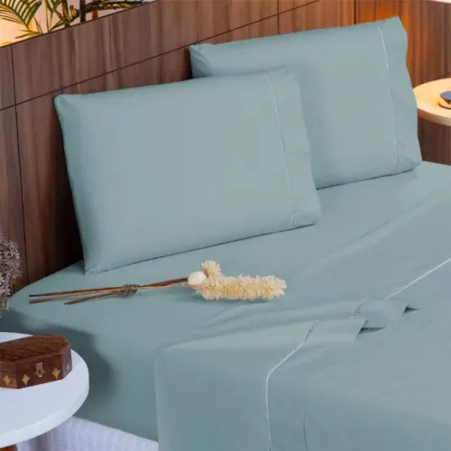 Jogo de Cama King 4 peças na cor Azul Dublin