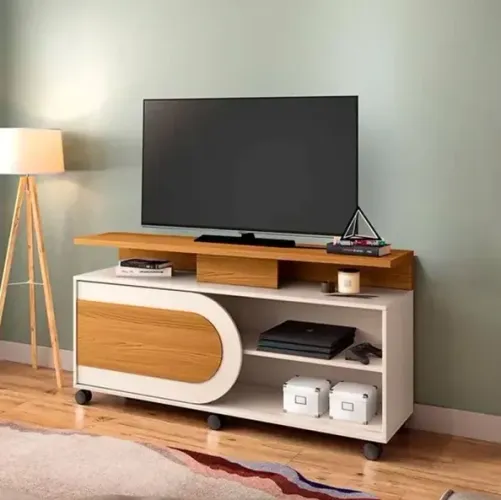 Rack Bancada de TV Orbis 1.36 Cinamomo / Off White - HB