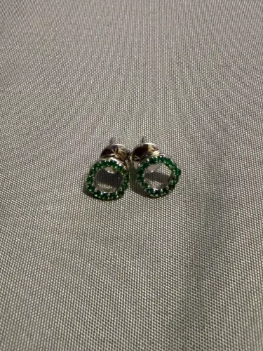 Brinco Vivara prata com pedras verdes