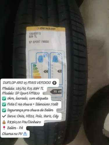 Pneu Dunlop  185/65R15 88H FM800 novo