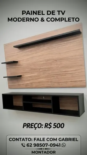 Painel para TV + Rack Suspenso - Organização e Estilo Sofisticado para Sua Sala