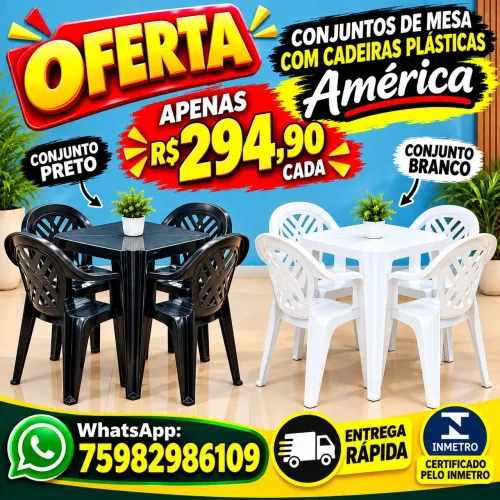 Conjuntos de mesas cadeiras plásticas América