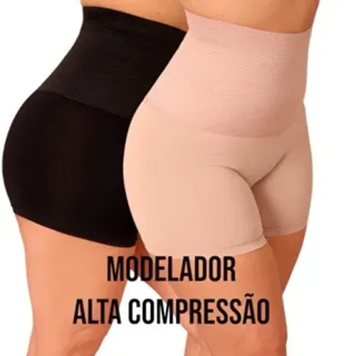 Bermuda Modeladora Anágua Cinta Short Feminino Modelador Alta Compressão Reduz Medidas pos