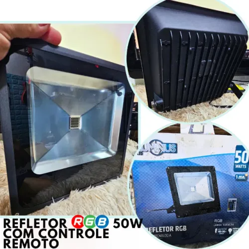 Refletor LED RGB 50W IP65 Bivolt Luminus com Controle Remoto para Área Externa - SCS60