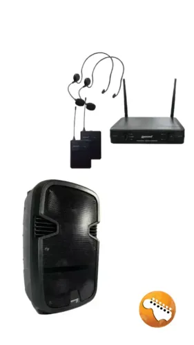 KIT PROFESSOR- CAIXA ATIVA CA-120 + Microfone Duplo Headset Sem Fio