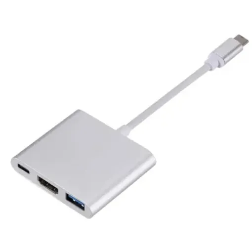 Cabo Adaptador Usb Tipo C,Hdmi,Usb Cor Prata