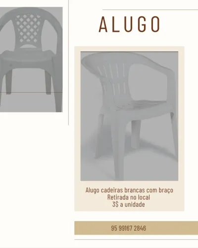 Alugo cadeira branca com braço