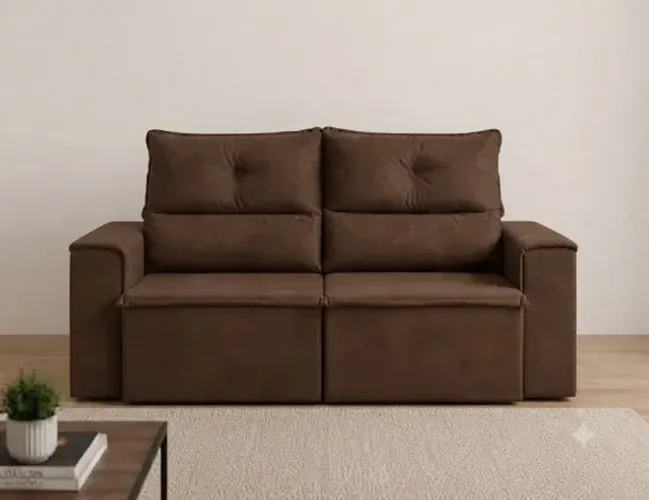 Sofá Roma Retratil e Reclinável Na Cor Marrom Novo!