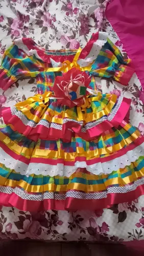 Vestido Junino Infantil + Tiara 
