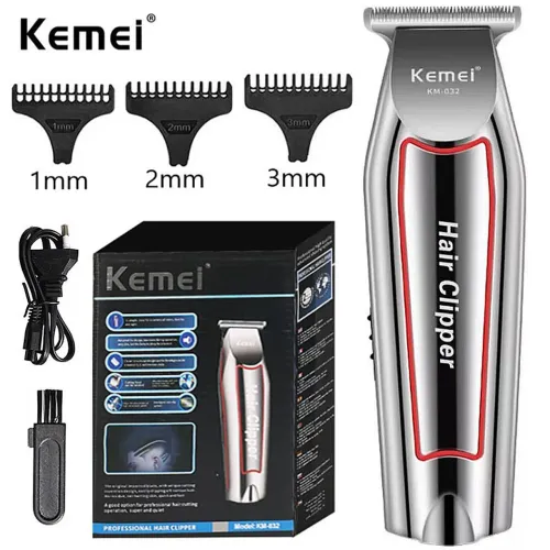 Kemei Km-032 Máquina de Cabelo, Barba, Aparador e Acabamento Sem fio Recarregável