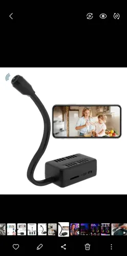 Mini câmera Espiã WiFi HD 1080P, lente flexível, cabo, comunicação, sensor de movimento 