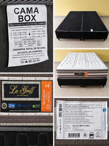Cama Box Queen Bipartida + Colchão Sankonfort Le Griff 1,58x1,98 Premium