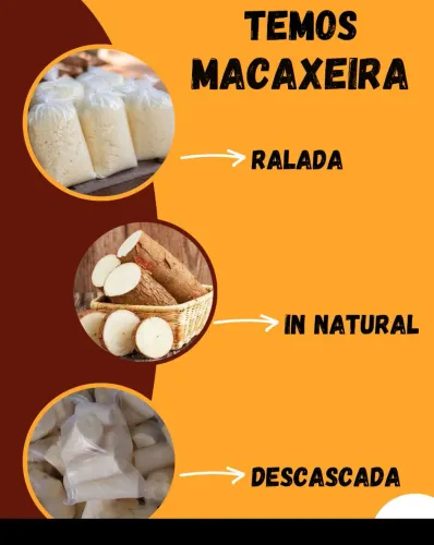 macaxeira ralada, natural e descascada para delivery