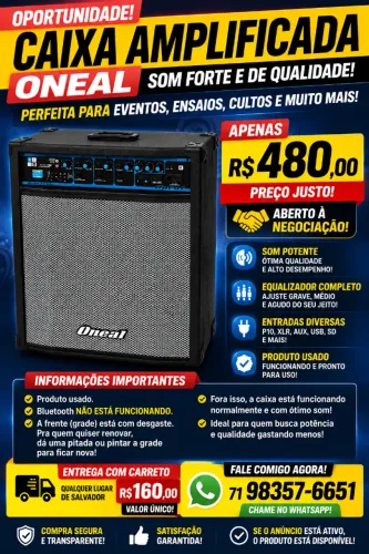CAIXA AMPLIFICADA ONEAL FUNCIONANDO | R$ 480 | ACEITO OFERTA | CHAME NO WHATSAPP