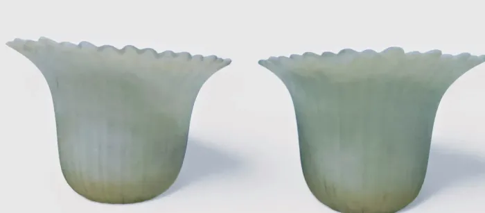 Par de tulipas brancas de murano 16 x 11 