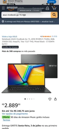 Notebook Asus vivobook go15