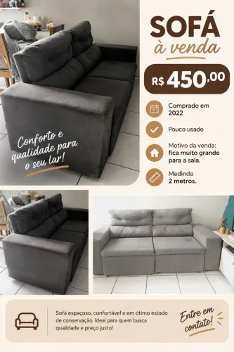Vendo sofá em excelente estado! Retrátil e reclinada com 2m de largura, comprado em 2022.