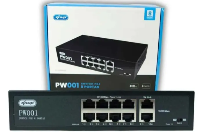 Switch Poe Híbrido 8 Portas Poe + 2 Uplink 10/100mb