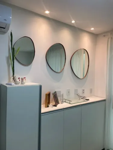 Trio Espelho Orgânico Decorativo Vidro Com Moldura Bordado