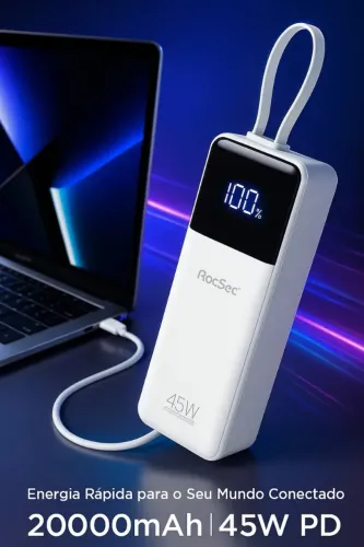 Powerbank Carregador Portátil 45w Pd 20.000mAh Com Visor e Cabo Usb Tipo C
