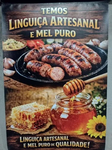 Linguiça caipira artesanal e mel