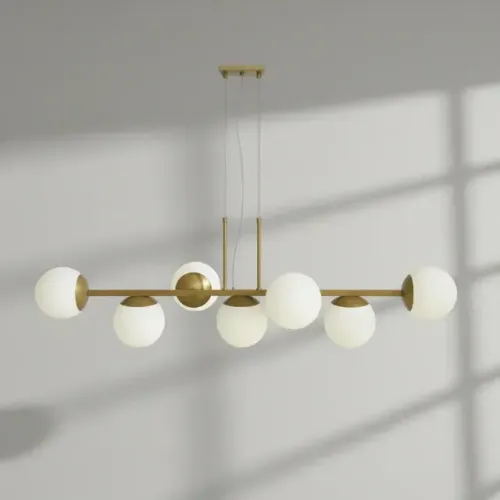 LUSTRE DE TETO PENDENTE JABUTICABA 7 GLOBOS - DOURADO USADO EM EXCELENTE ESTADO