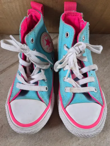 Tenis cano alto azul e rosa All star converse tam 26