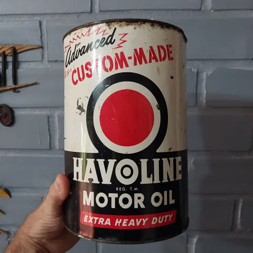 Antiga lata galão Havoline Motor Oil Sunoco Mobil Atlantic Esso Shell Texaco 