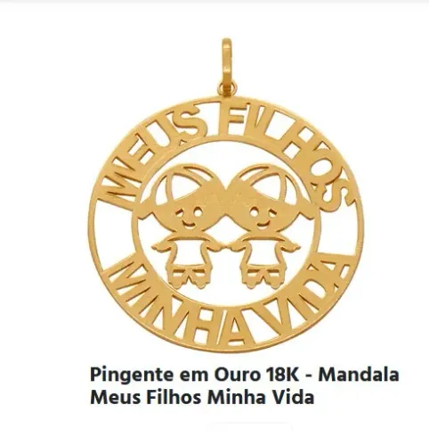 Pingente Mandala 2 Meninos Ouro 18 Kilates Peso 2 Gramas 25 mm