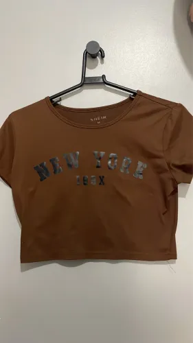 cropped shein marrom new york