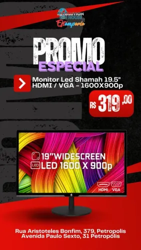 Monitor 19.5" Full HD Led com Hdmi