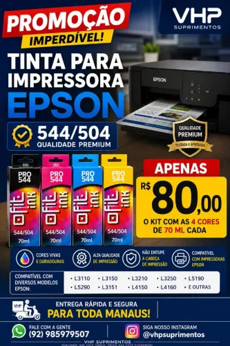 Kit De Tinta Para Epson 544/504 