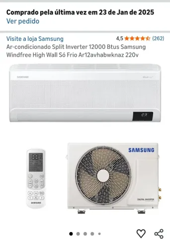 Ar-condicionado Split Inverter 12000 Btus Samsung Windfree High Wall Só Frio Ar12avhabwkna